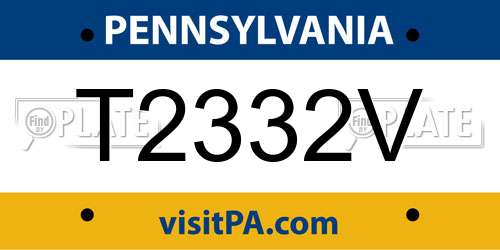 T2332V Pennsylvania License Plate
