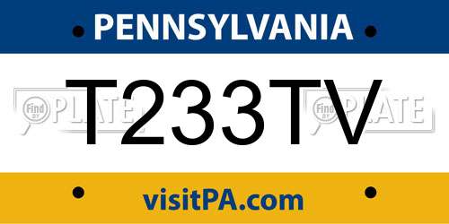 T233TV Pennsylvania License Plate