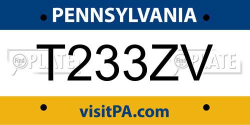 T233ZV Pennsylvania License Plate