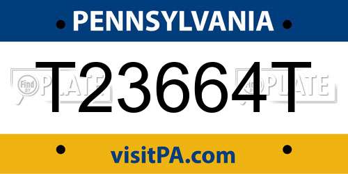 T23664T Pennsylvania License Plate