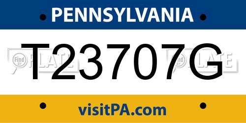 T23707G Pennsylvania License Plate