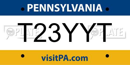 T23YYT Pennsylvania License Plate