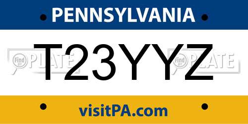 T23YYZ Pennsylvania License Plate