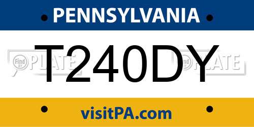 T240DY Pennsylvania License Plate