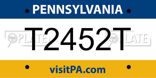 T2452T Pennsylvania License Plate