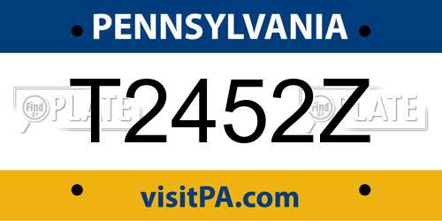 T2452Z Pennsylvania License Plate