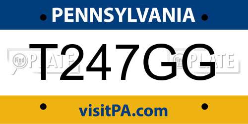 T247GG Pennsylvania License Plate