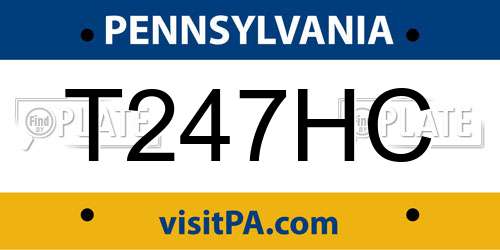 T247HC Pennsylvania License Plate