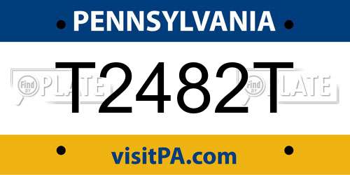 T2482T Pennsylvania License Plate