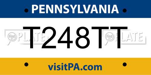 T248TT Pennsylvania License Plate
