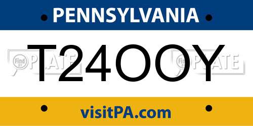 T24OOY Pennsylvania License Plate