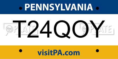 T24QOY Pennsylvania License Plate