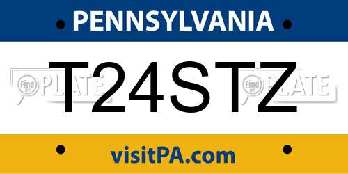 T24STZ Pennsylvania License Plate