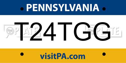 T24TGG Pennsylvania License Plate