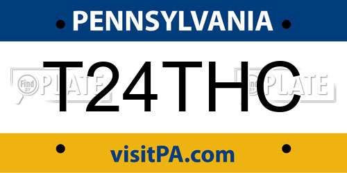 T24THC Pennsylvania License Plate
