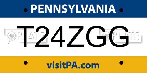 T24ZGG Pennsylvania License Plate