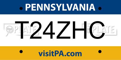 T24ZHC Pennsylvania License Plate