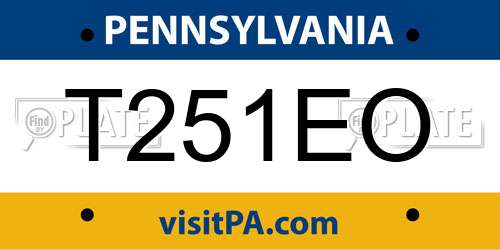 T251EO Pennsylvania License Plate