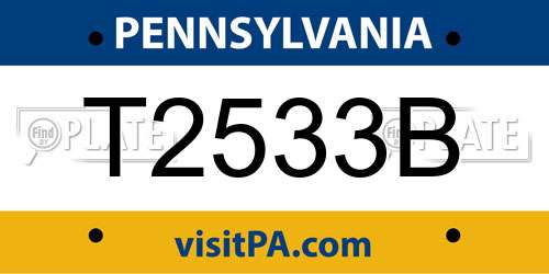 T2533B Pennsylvania License Plate