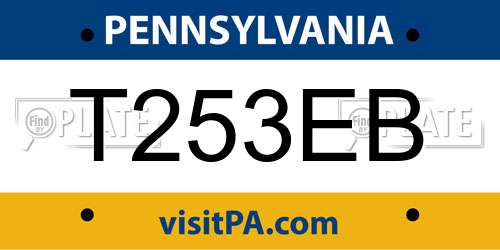 T253EB Pennsylvania License Plate