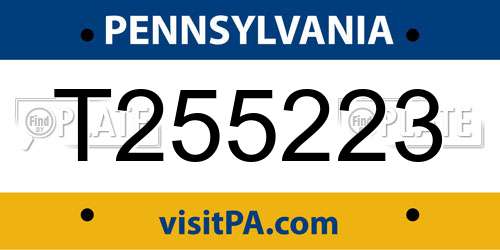 T255223 Pennsylvania License Plate