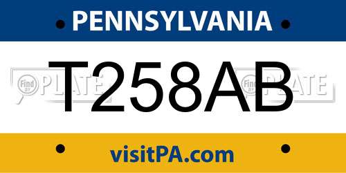 T258AB Pennsylvania License Plate