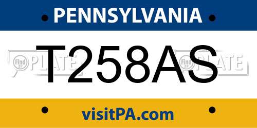 T258AS Pennsylvania License Plate