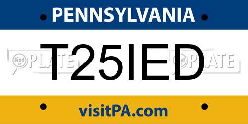 T25IED Pennsylvania License Plate