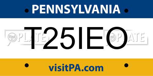 T25IEO Pennsylvania License Plate