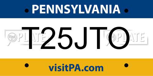 T25JTO Pennsylvania License Plate