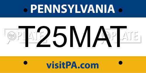 T25MAT Pennsylvania License Plate