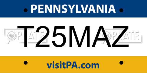 T25MAZ Pennsylvania License Plate