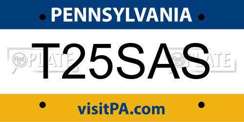 T25SAS Pennsylvania License Plate