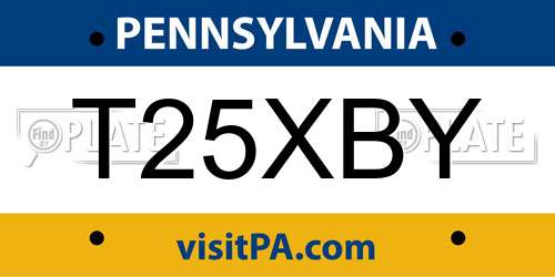T25XBY Pennsylvania License Plate