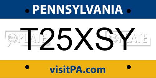 T25XSY Pennsylvania License Plate