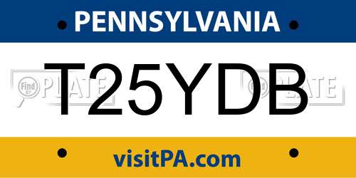 T25YDB Pennsylvania License Plate