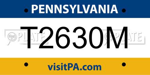 T2630M Pennsylvania License Plate