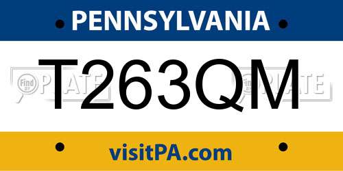 T263QM Pennsylvania License Plate