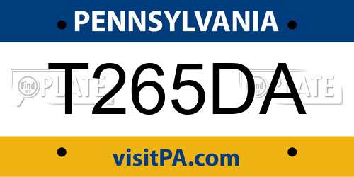 T265DA Pennsylvania License Plate