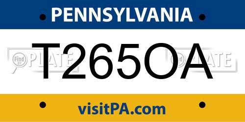 T265OA Pennsylvania License Plate