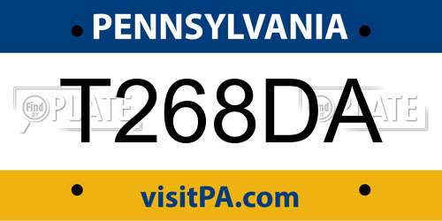 T268DA Pennsylvania License Plate