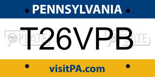 T26VPB Pennsylvania License Plate