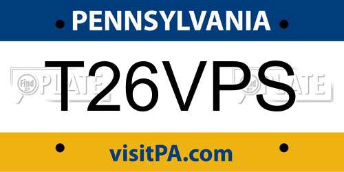 T26VPS Pennsylvania License Plate