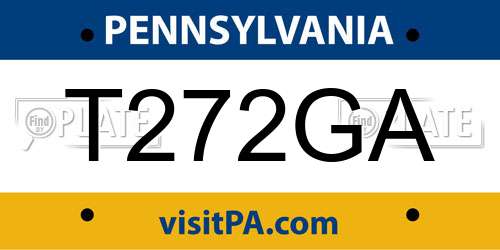 T272GA Pennsylvania License Plate