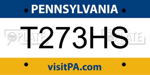 T273HS Pennsylvania License Plate