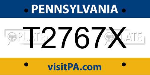 T2767X Pennsylvania License Plate