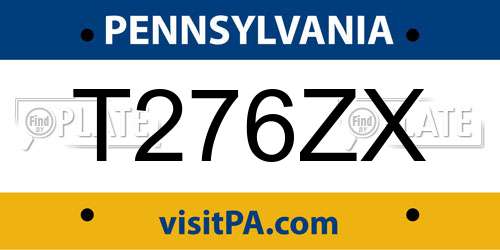 T276ZX Pennsylvania License Plate