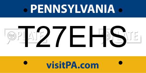 T27EHS Pennsylvania License Plate