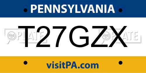 T27GZX Pennsylvania License Plate
