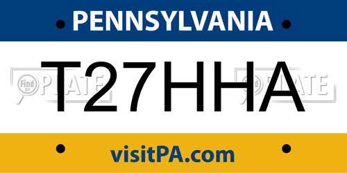 T27HHA Pennsylvania License Plate